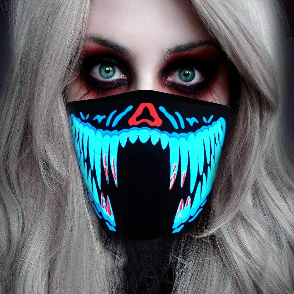 Halloween Mask Neon Mask led mask Scary Mask Light up Mask Cosplay Mask Lights up for Halloween Festival Party