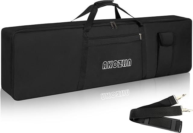 AKOZLIN 88 Clefs Case clavier électrique portable Piano Gig sac 600D Oxford Taille de vêtements 54.1"×6.69"×13.18", Noir