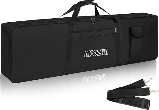 AKOZLIN 88 Keys Portable Padded Keyboard Case,Dimension 54.1"X6.69"X13.18", Electric Piano Keyboard Gig Bag Black+Yellow
