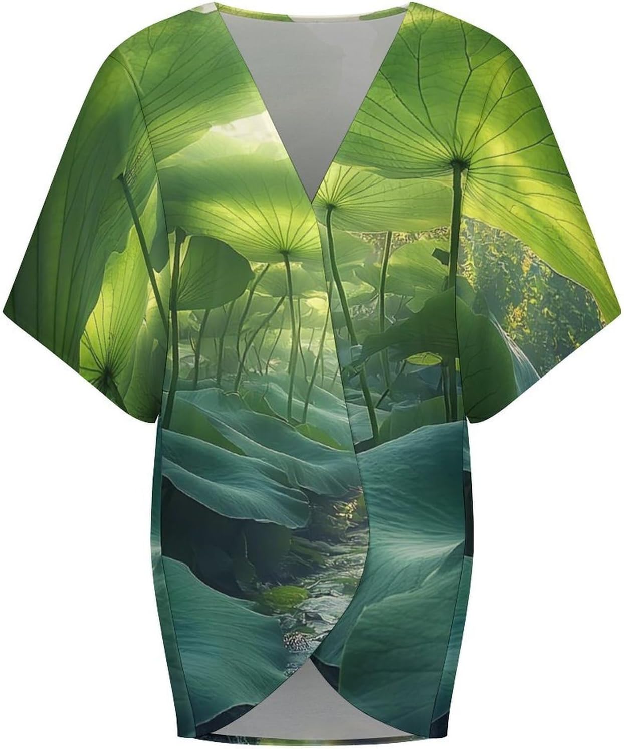 Lotuses Leaf Women's Open Front Cardigan Short Sleeves Jacket Lightweight Sweaters Tops