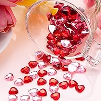 Vista 6 de Chengu 200 piezas de diamantes de imitación acrílicos 5D de corazón para San Valentín, cristales de San Valentín, parte trasera plana, corazón