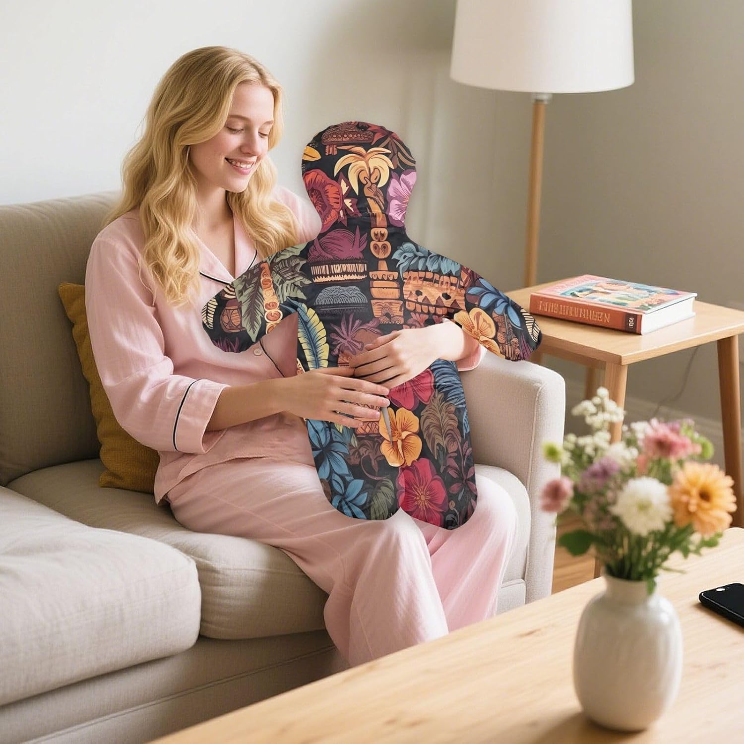 Tropical Elements Human-Shaped Pillow Soft Body Pillows Washable Velvet Pillows for Anxiety Relief Sleeping Cuddling & Support