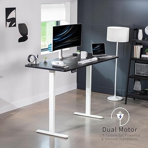 Miniatura 2 de VIVO DESK-KIT-E2W7B - Escritorio eléctrico de pie con motor dual de 71 x 30 pulgadas, ajuste de altura de memoria, serie E2B, marco blanco superior