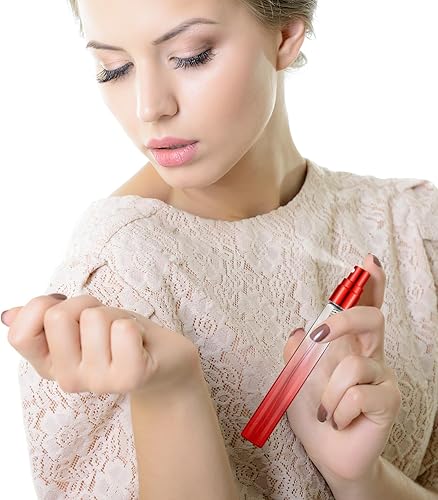 Miniatura 4 de Zhehao 36 mini botellas de perfume en aerosol de 0.3 fl oz de vidrio colorido de niebla fina recargable botellas vacías atomizador de perfume