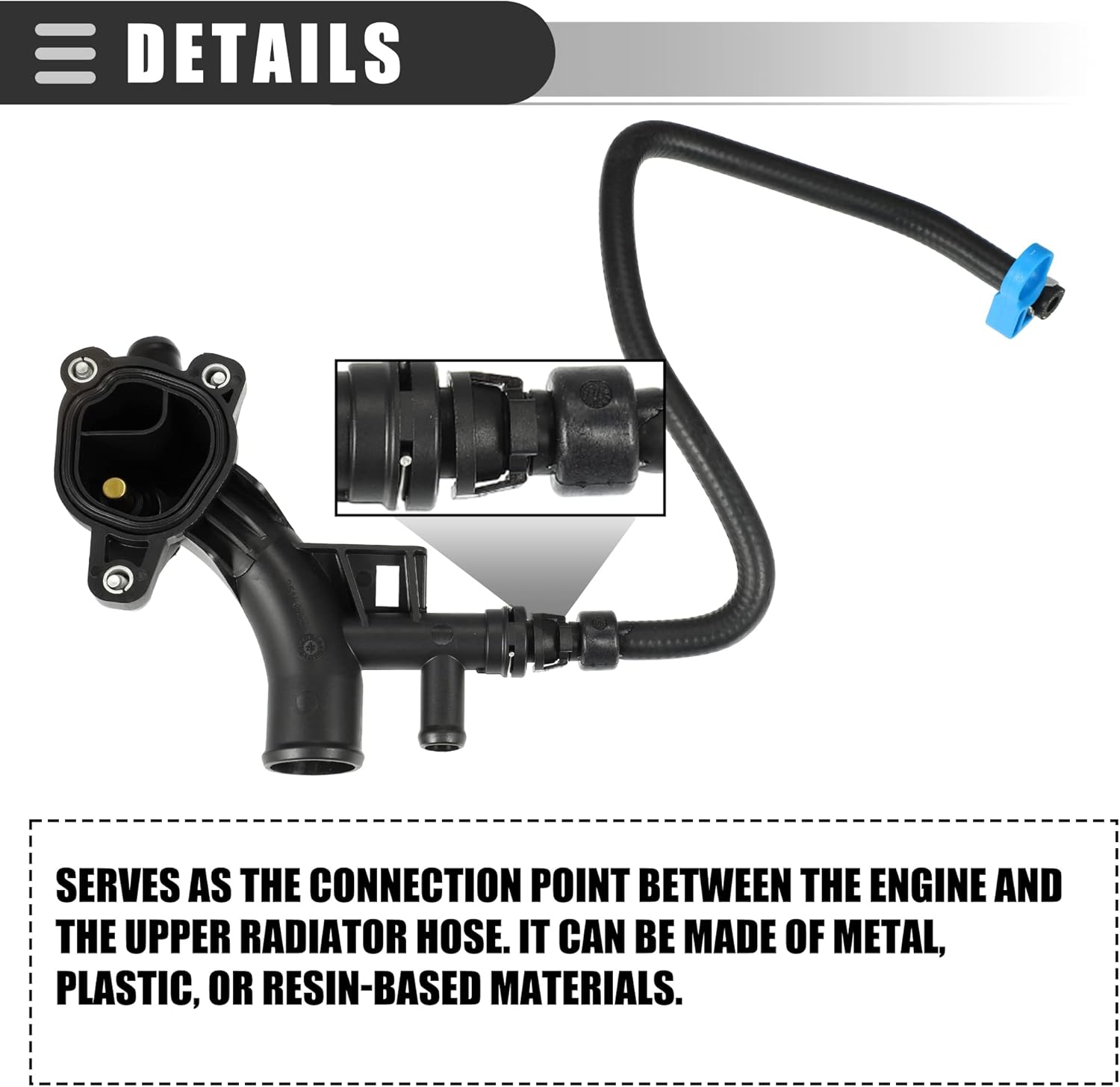 Motoforti Engine Coolant Housing Water Outlet, Engine Coolant Hose, for Chevrolet Cruze 2011-2016, ABS Rubber, 25193922 13251447, Black, 1 Set