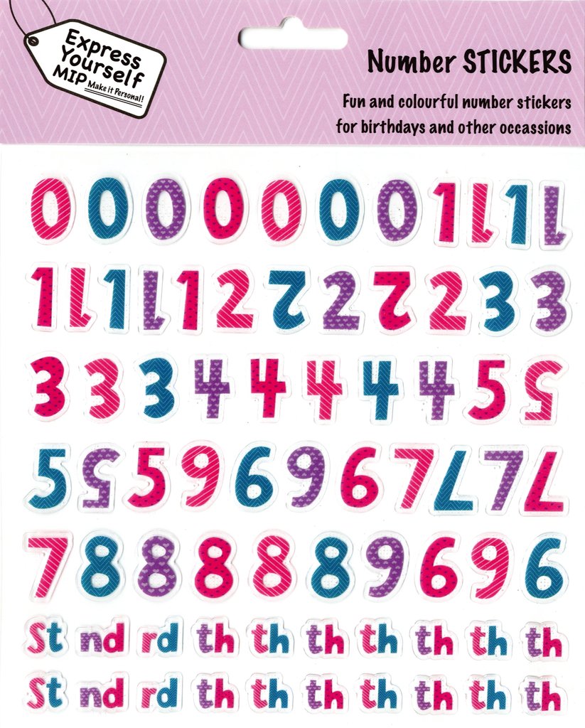 Express Yourself Mip , Pastel Numbers Stickers - Ideal For Card Making, Gift Wrapping, Scrapbooking, Papercrafts, Childrens Crafts Etc