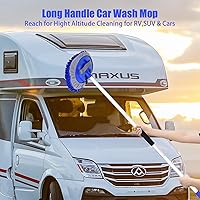 Vista 2 de Cepillo de lavado de automóvil de 62 pulgadas con mango largo y cepillo de lavado de autos, kit de cepillo de limpieza de microfibra para automóvil