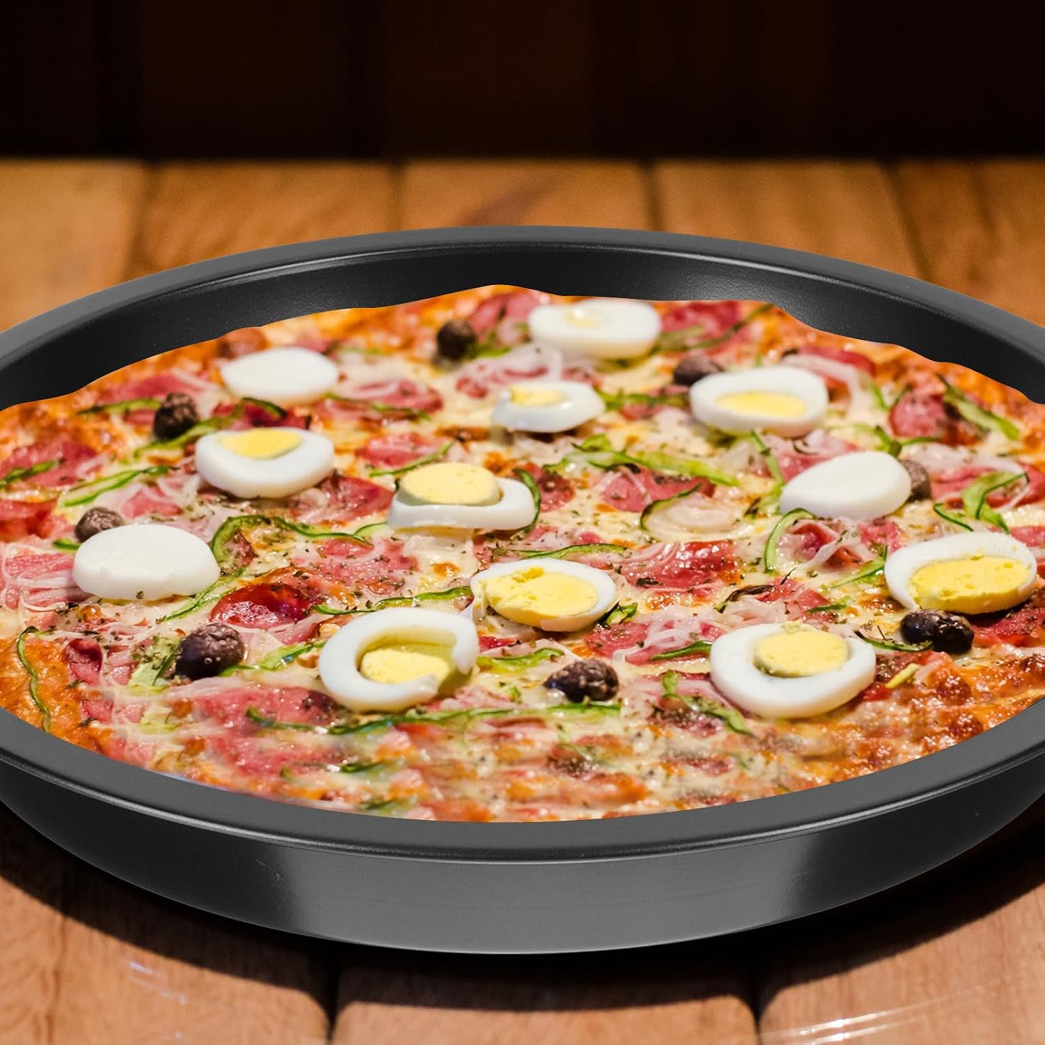 2pcs Carbon Steel Pizza Pan Set Non-stick Baking Tray Dishwasher Safe Oven Tray for Special Occasions and Families