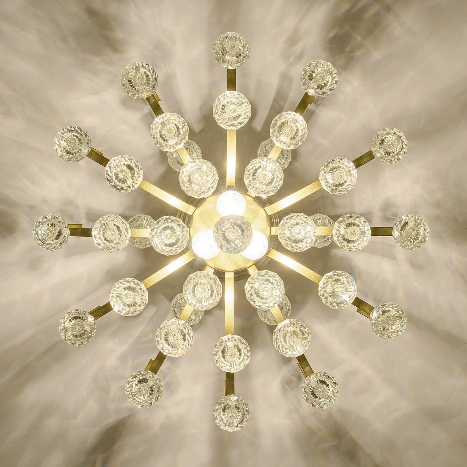 Frее Shірріng Ovеr $50 Crystal Chandelier,SOZOMO 3-Lights Modern Crystal Chandelier with Crystal Raindrop, Gold Chandelier with Adjustable Chain,Flush Mount Ceiling Light for Bedroom Dining Room 3 E12 Bulbs H41 X D12.4