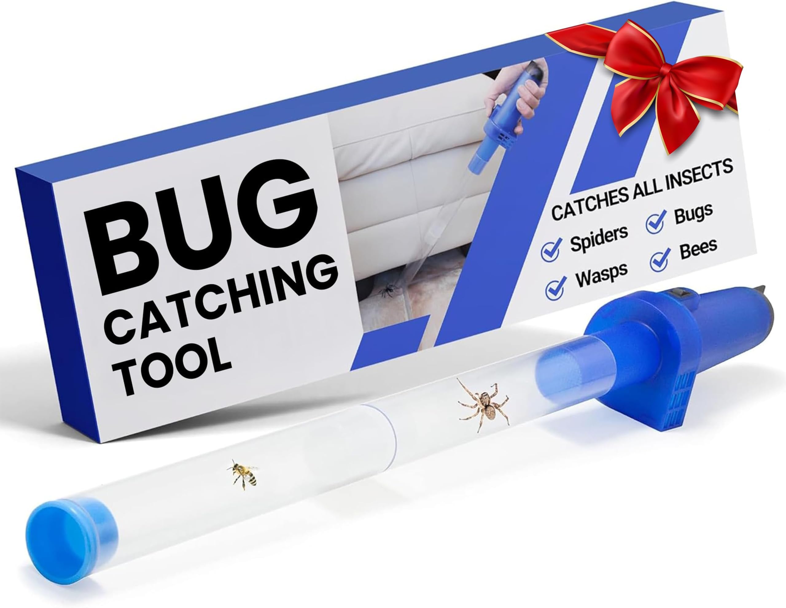 Sonic Technology Turbo BugBuster Insect Vacuum Catcher - Bug Catch and Release Tool - 24" Overall Extension with Tapered Nozzle - Insect Picker with Long Nozzle for Stink Bugs - 24" Blue