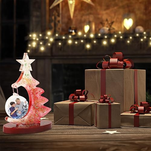 Miniatura 6 de Molde de resina para marco de fotos de Navidad, con 10 cadenas coloridas, molde de silicona 3D para árbol de Navidad, soporte para exhibición de