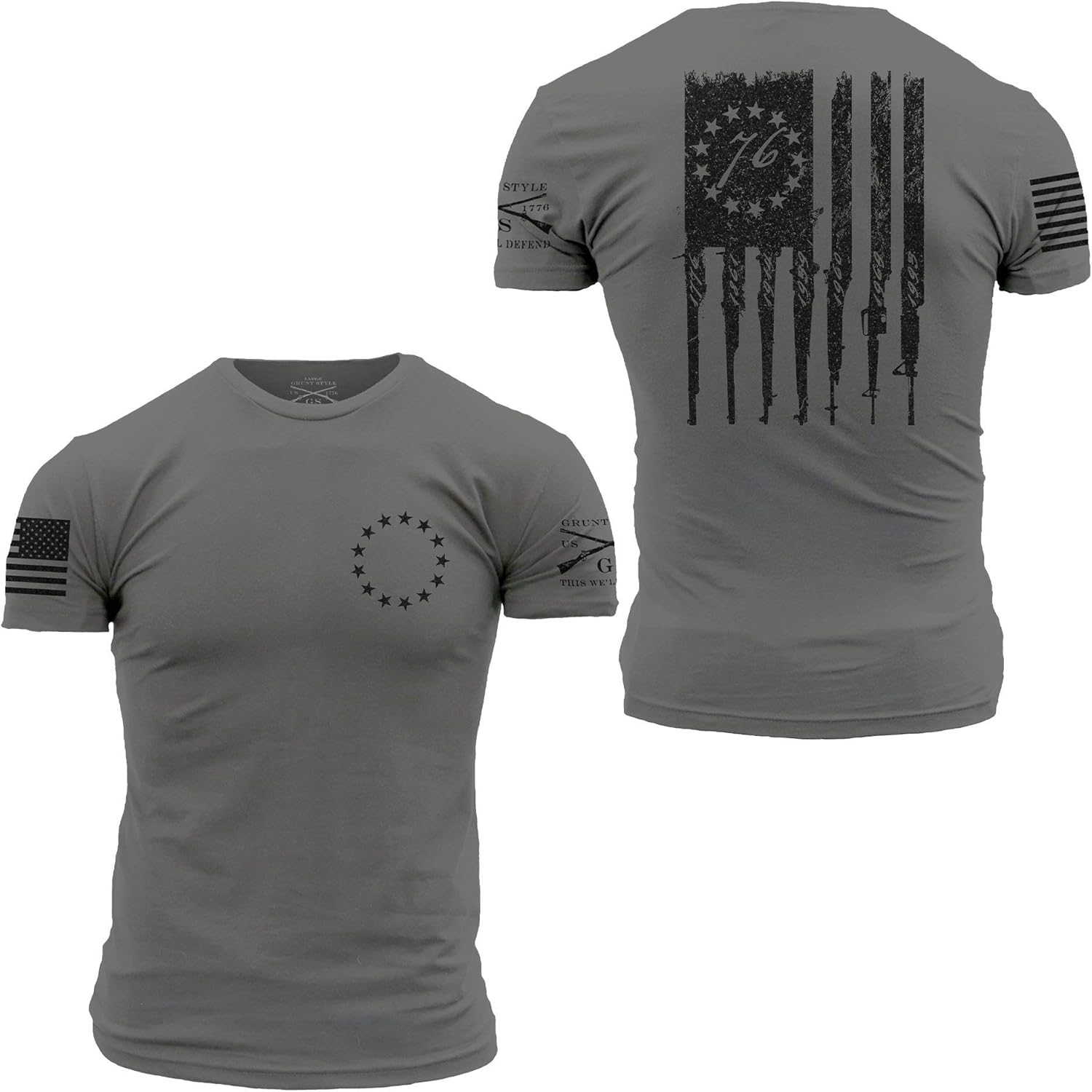 Grunt Style Betsy Rifle Flag Men's T-Shirt: Clothing, Shoes & Jewelry