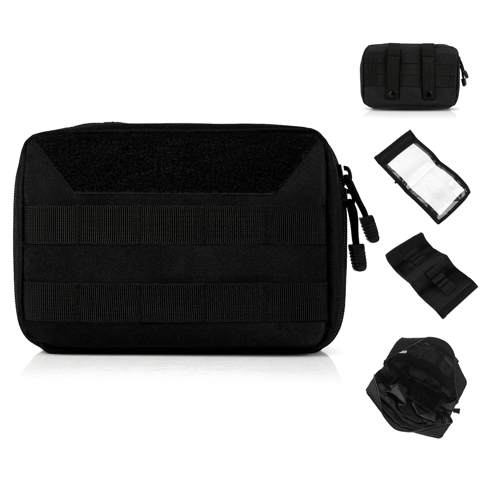 ToopMount Tactical Molle Pouch, Double Zipper Utility EDC Tool Organizer Bag, 1000D Oxford Waterproof Modular Waist Pack with Map Sleeve Metal Snap Strap, for Molle System of Backpack/Vest/Belts