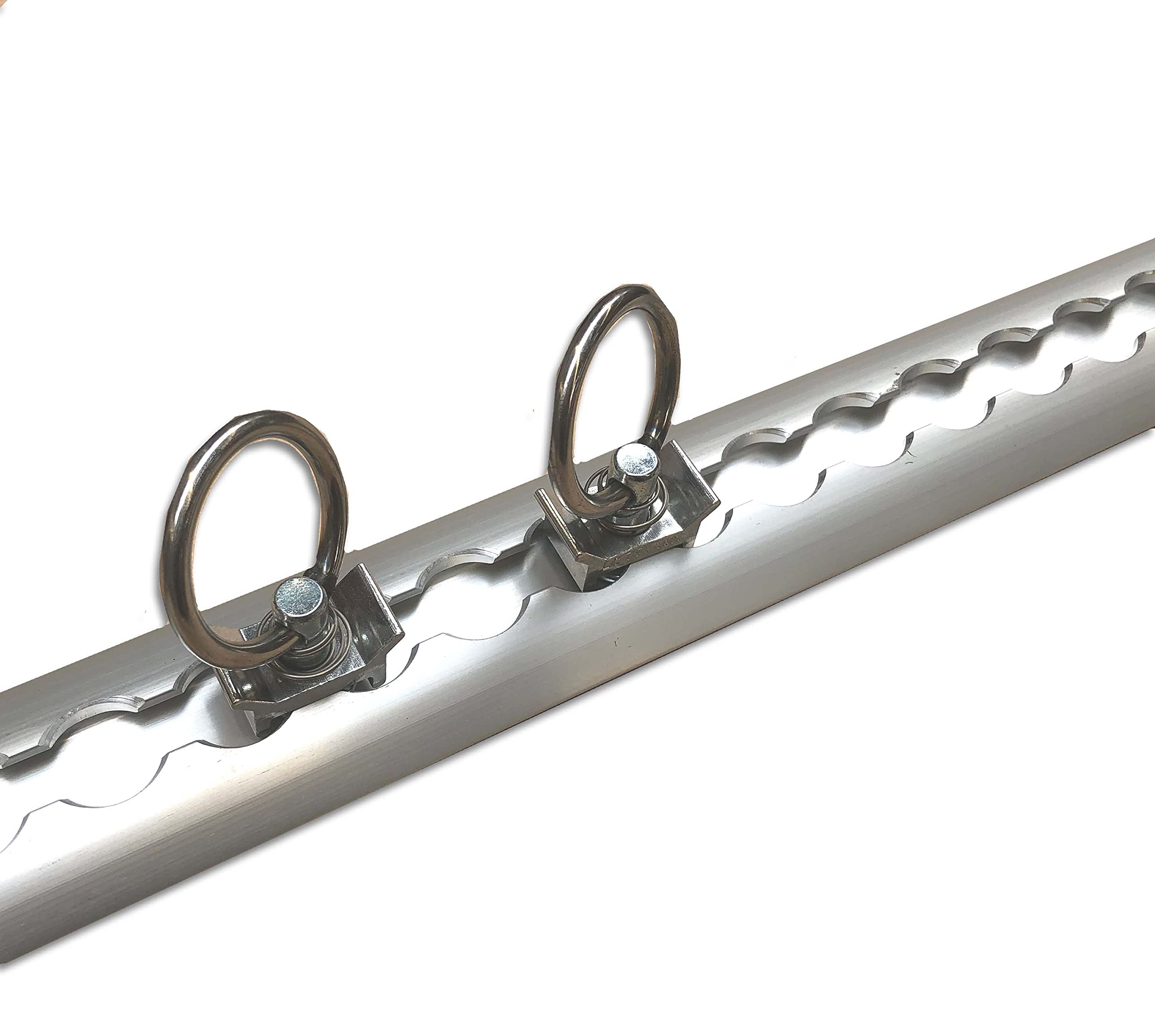 Trupa 3 m Alu Airlineschiene Premium Zurrschiene halbrund 3000mm + 2 x Fitting mit Ring kein Zuschnitt komplett