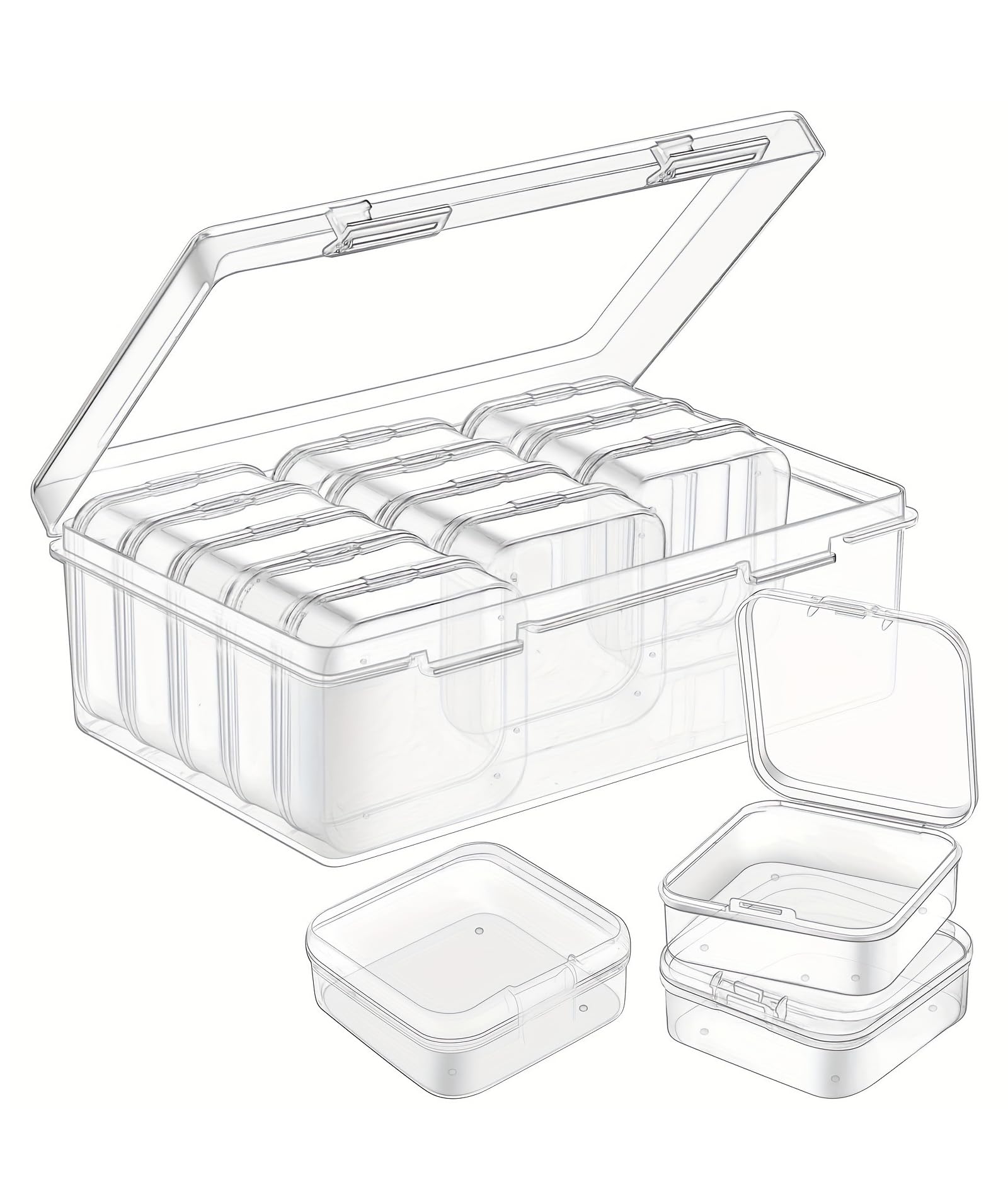 NUDFSY Pack of 15 Earring Organizer Box,Jewellery Organisers,Storage Box And Organiser,Transparent Jewelry Organizer Box Set,Ear Studs,Rings,Necklace,Plastic Storage Cases For Earrings (Each 5CM*5CM)