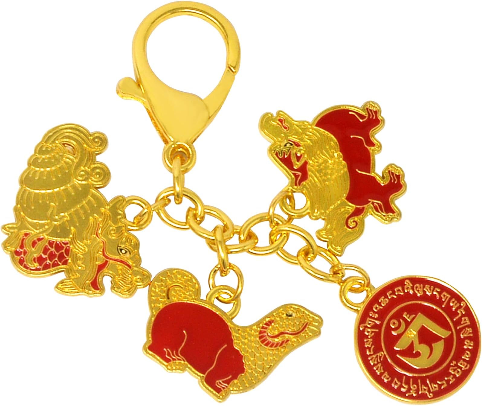 Feng Shui Three Harmony Animals Keychain Harmony Balance Peace Amulet Chinese Art Wealth Porsperity Success Christmas Gift