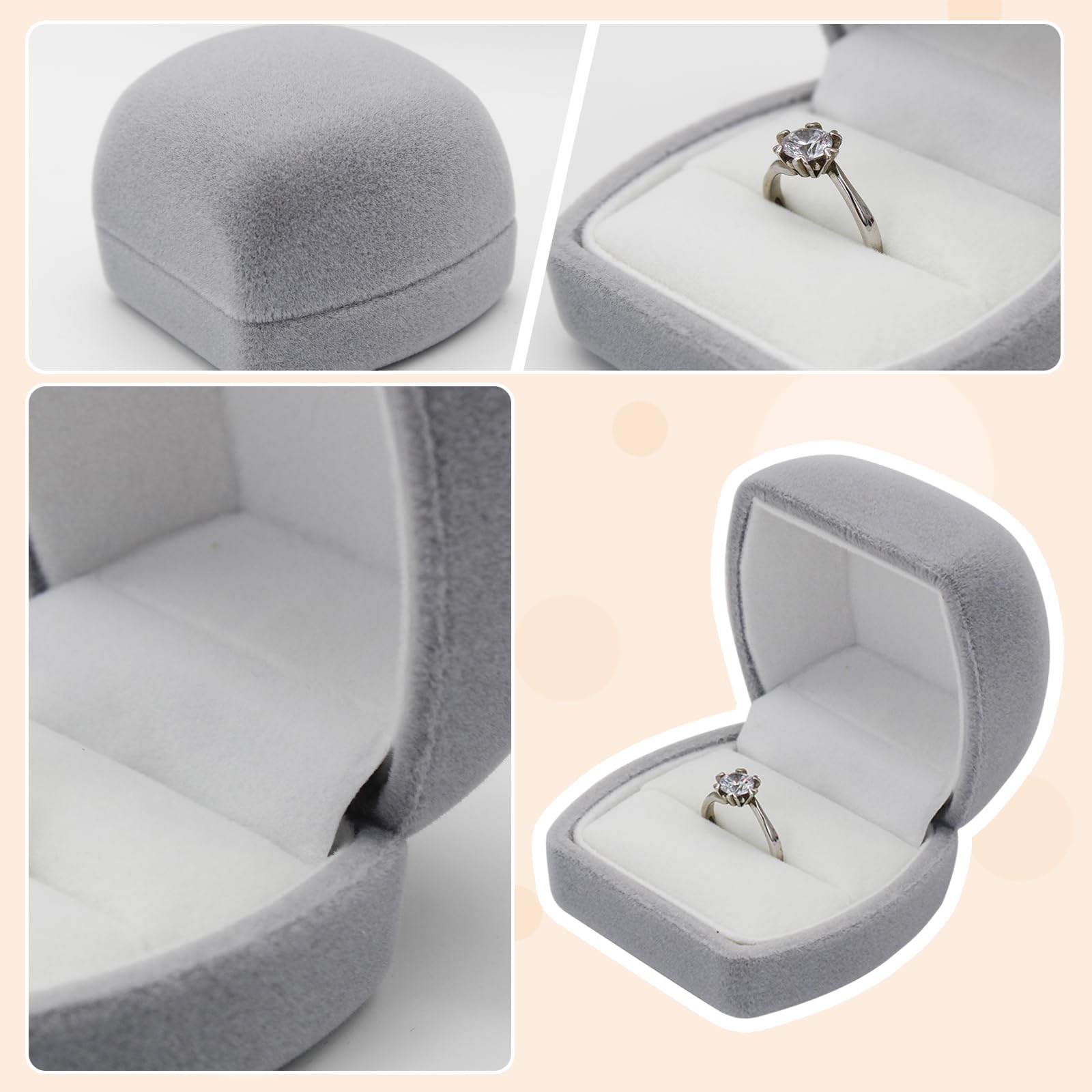 FuninCrea Caja de Anillos, Caja de Joyería de Terciopelo para Anillos para Boda Propuesta Compromiso, Caja Anillo Compromiso Pequeño Cajas de Almacenamiento de Anillos para Collares Pendientes