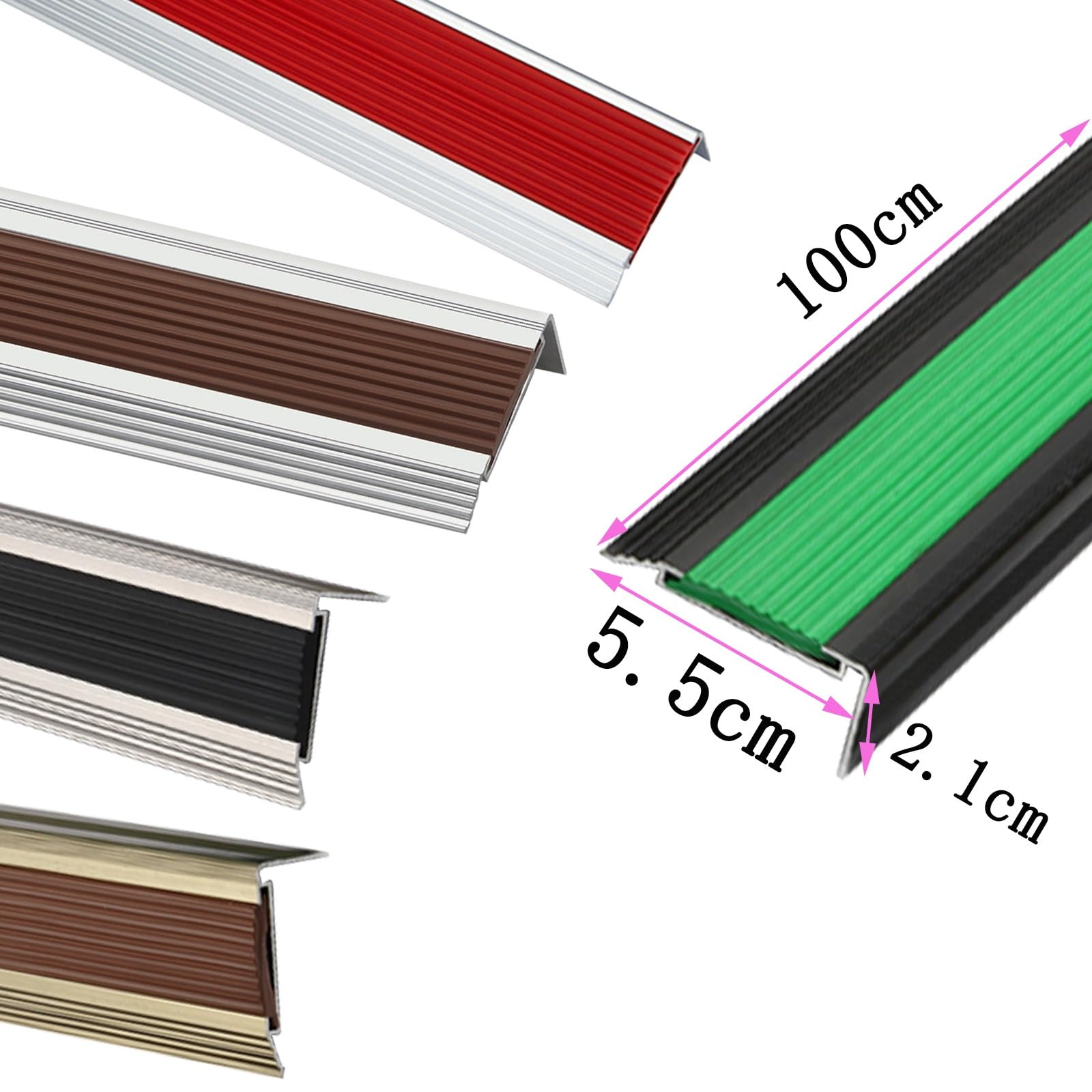 Tira Antideslizante De Borde Escalonado, Aluminio Tiras Antideslizantes para Peldaños, Protectores De Borde De Peldaño De Escalera, Proceso De Anodizado, Apto para Guarderías, Hoteles ( Color : A , Si