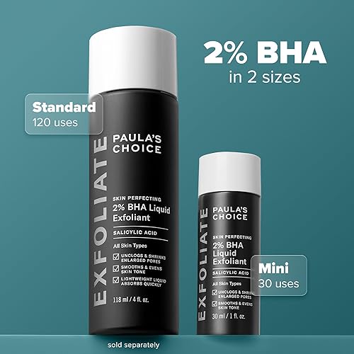 Miniatura 9 de Paulas Choice Skin Perfecting - Exfoliante de ácido salicílico líquido BHA al 2 exfoliante facial suave para puntos negros poros grandes arrugas y