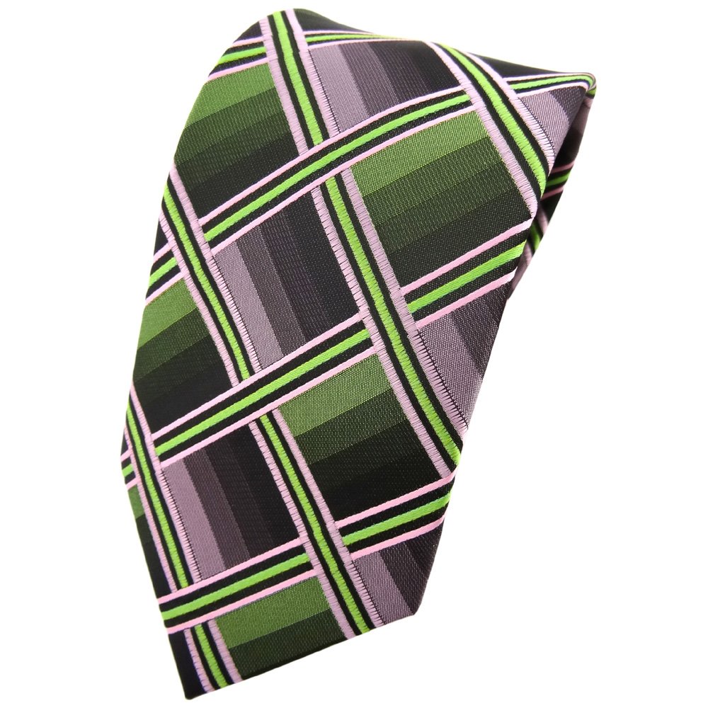 Corbata Elegante Línea Cuadros Verde Caza Azul Hielo