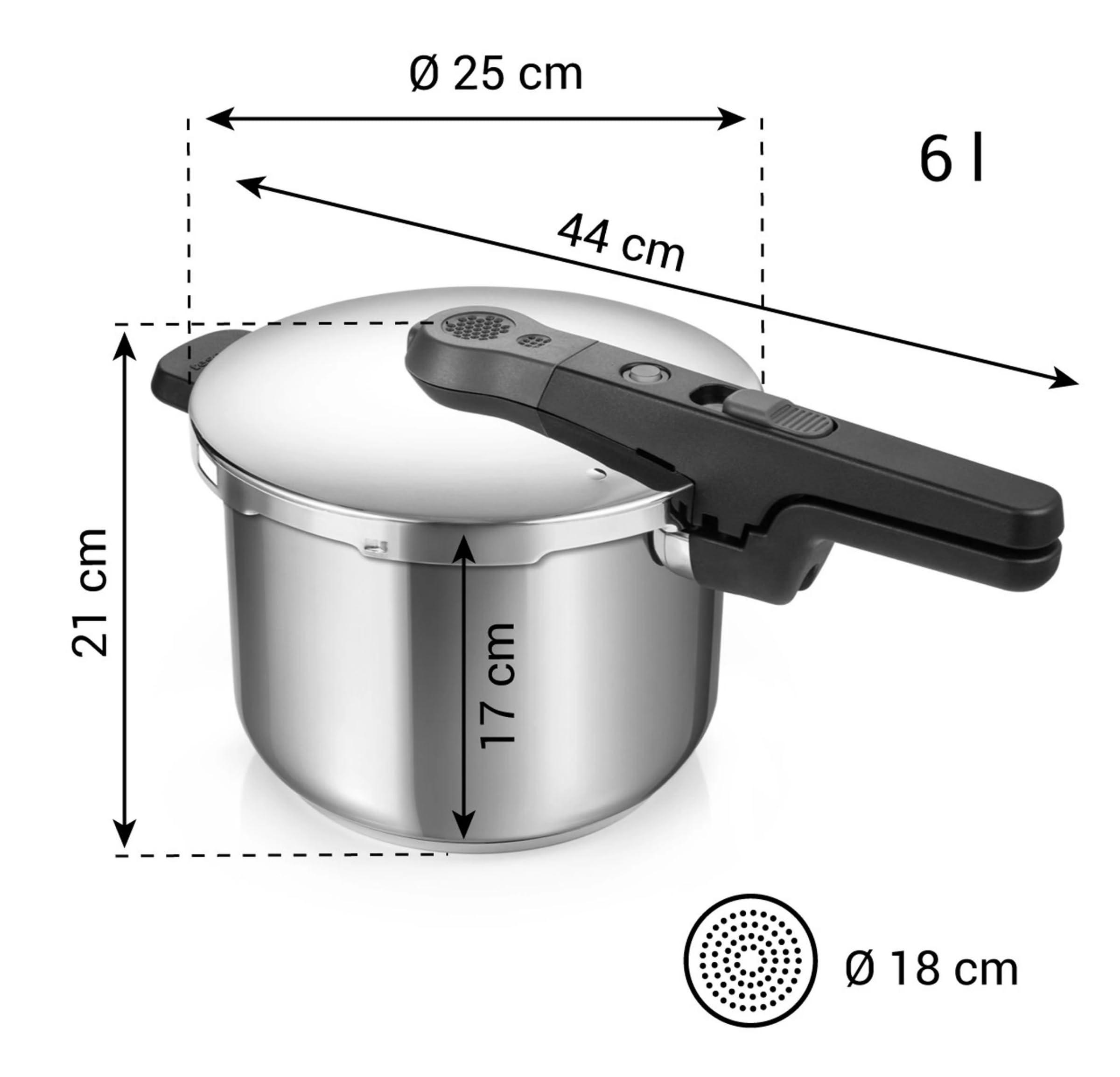 Tescoma 701306 Pentola a pressione 6 l acciaio inox dispositivi sicurezza