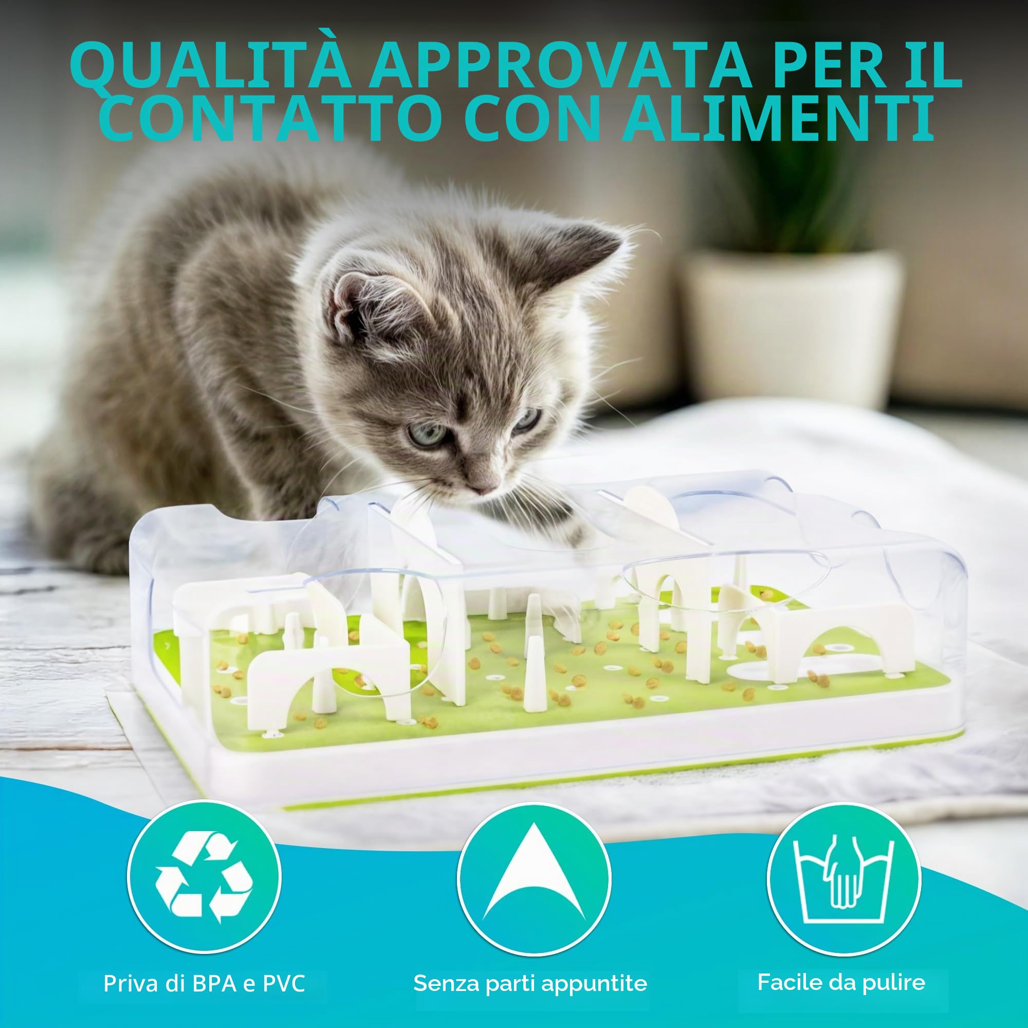 ALL FOR PAWS Interactive Cat Puzzle Feeder Food Treat Puzzle, Treat Game Maze Toy Cat Brain Stimulation Toys Slow Feeder Gattino Arricchimento Giocattoli Indoor