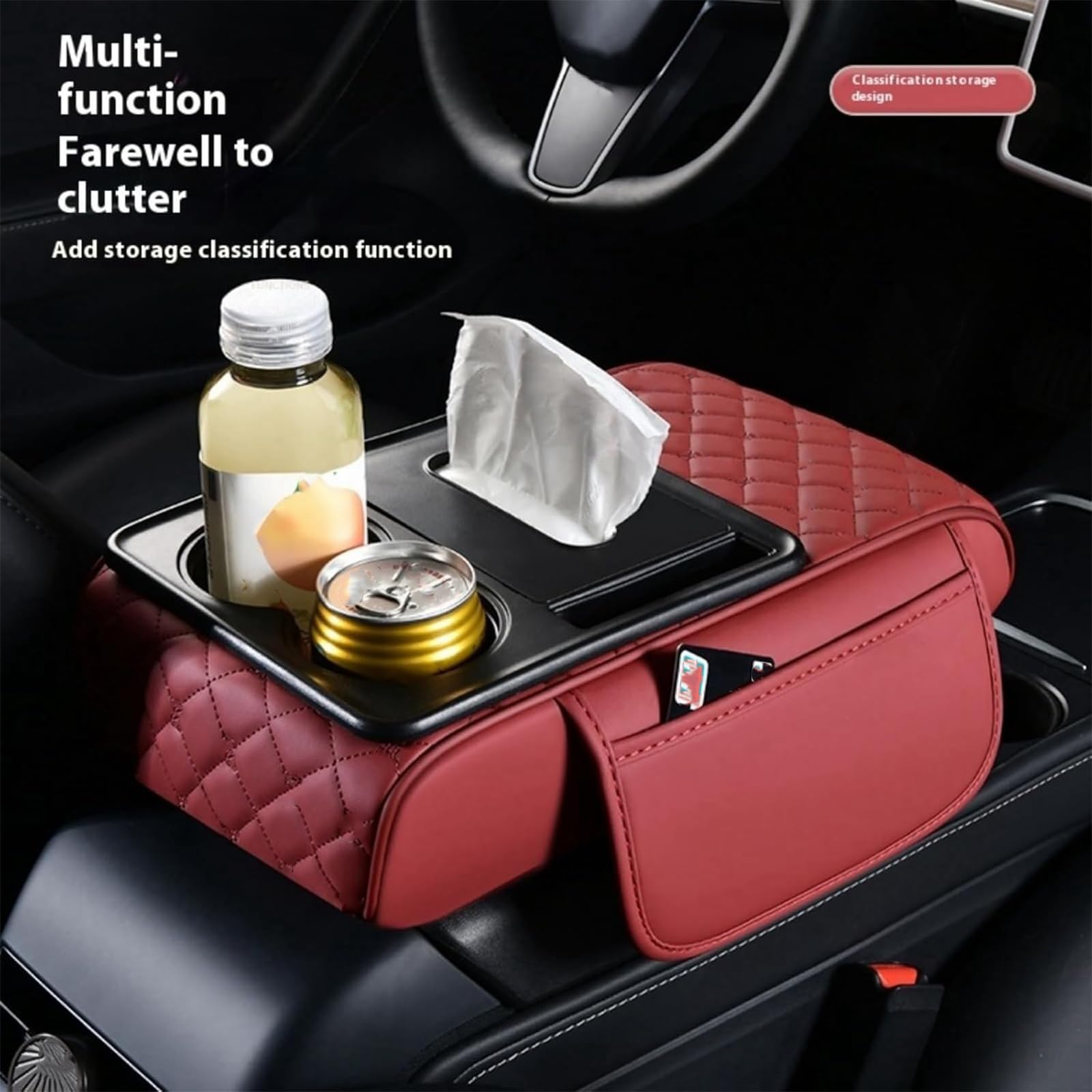Auto Armlehnen Auflage für Odyssey 2004-2008, Auto Armlehnenbox PU-Leder Verdickter Mittelkonsole mit Aufbewahrungstasche,Grey
