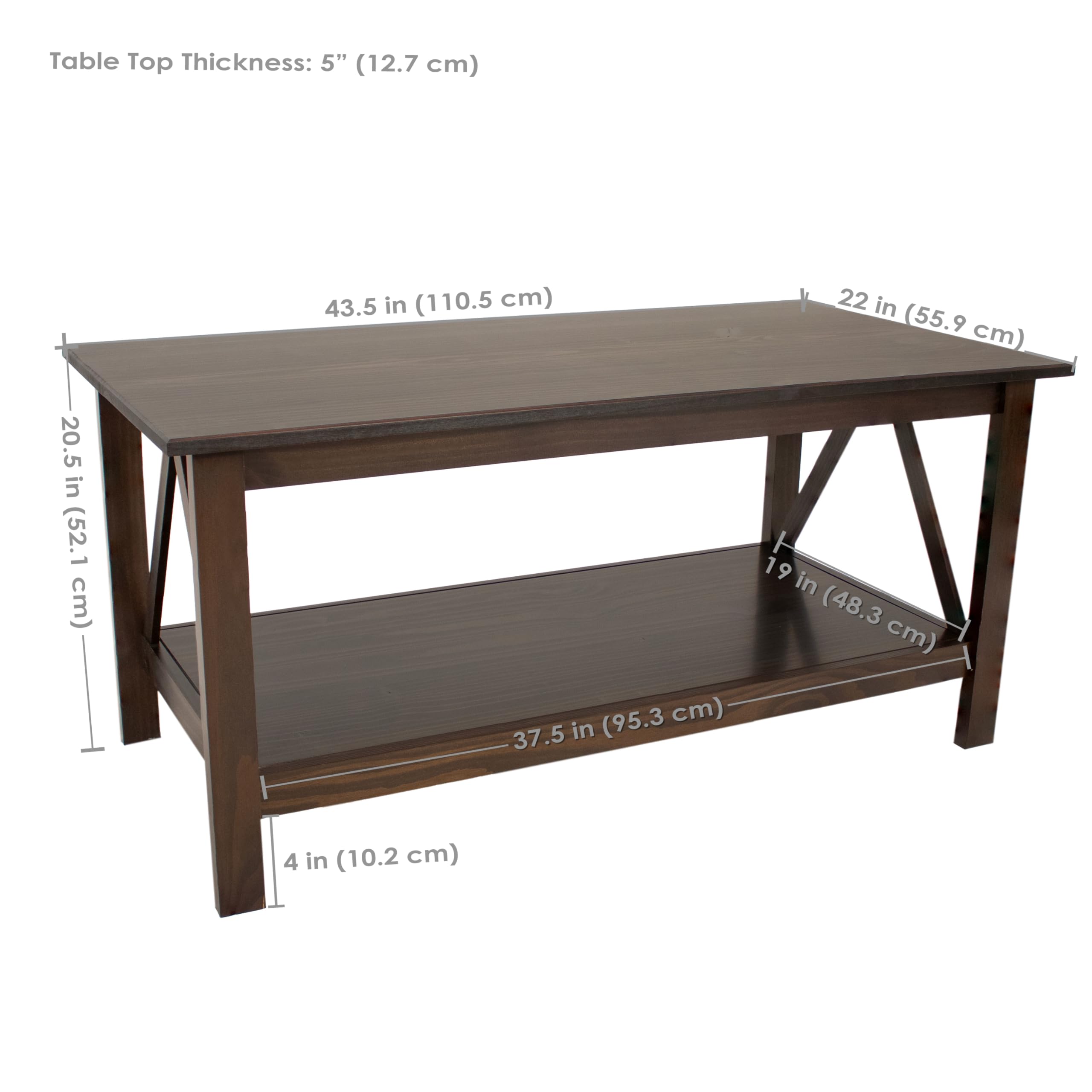 Amazon.com: Sunnydaze Dark Wood Coffee Table with Storage Shelf