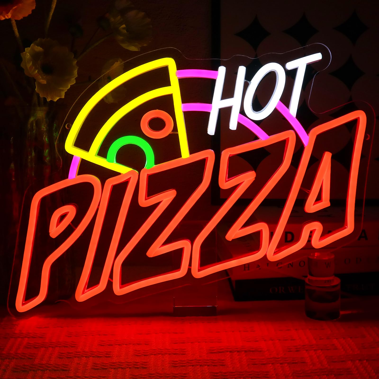Neonowy znak z pizzą, neonowa tablica LED, neonowa tablica na ścianę, neonowy znak do pizzerii, z USB, neonowa tablica LED, do pizzerii, ciężarówek z jedzeniem, sklepu, kuchni, baru