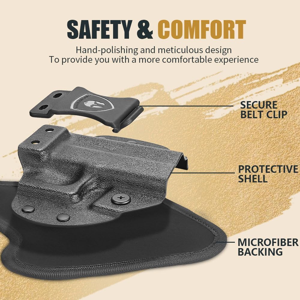 WARRIORLAND Universal Hybrid IWB Gun Holster for Glock 17 19 43X MOS, Sig P320, Taurus G2C, M&P M2.0, Springfield, CZ, Ruger & More – Kydex + Nylon Concealed Carry, Optic Cut, Adj. Cant & Retention