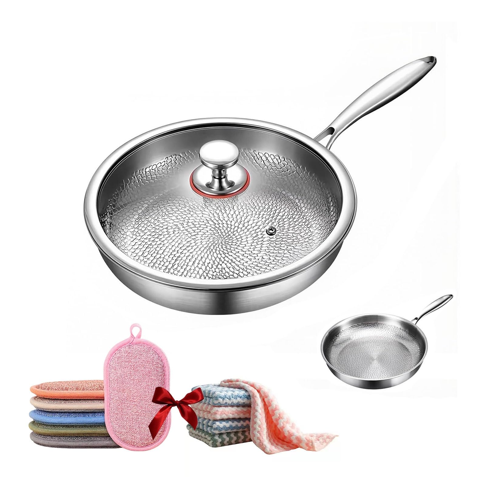 Poêle martelée en titane 20 cm avec couvercle pour induction