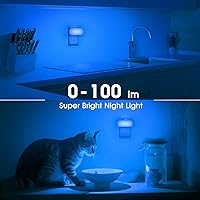 Vista 7 de DORESshop Blue Night Light, Auto On/Off, 0-100 LM Adjustable Brightness, Dimmable Plug Into Wall Night Light for Kids Room, Bedroom, Stair Lights