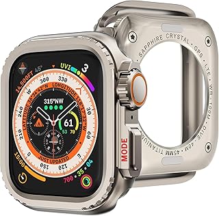 for Apple Watchケース アップルウォッチカバー 亜鉛合金素材 45mm/44mm 瞬時にApple Watch Ultraに変身する series 9/8/7/SE/6/5/4 アップルウォッチ保護ケース+背面ケースの2 in 1デザイン 防傷 耐衝撃 Apple Watchアクセサリー (45mm、チタンカラー)