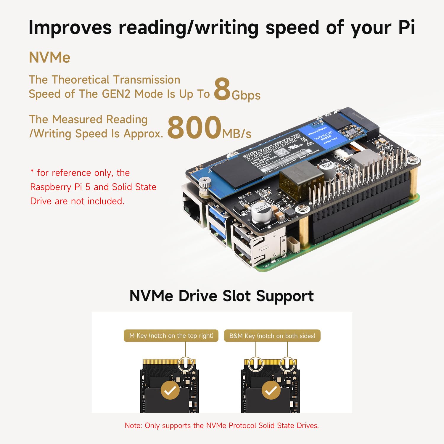 Waveshare PCIe naar M.2 adapter met PoE-functie voor Raspberry Pi 5 Waveshare PCIe naar M.2 adapter met PoE-functie voor Raspberry Pi 5
