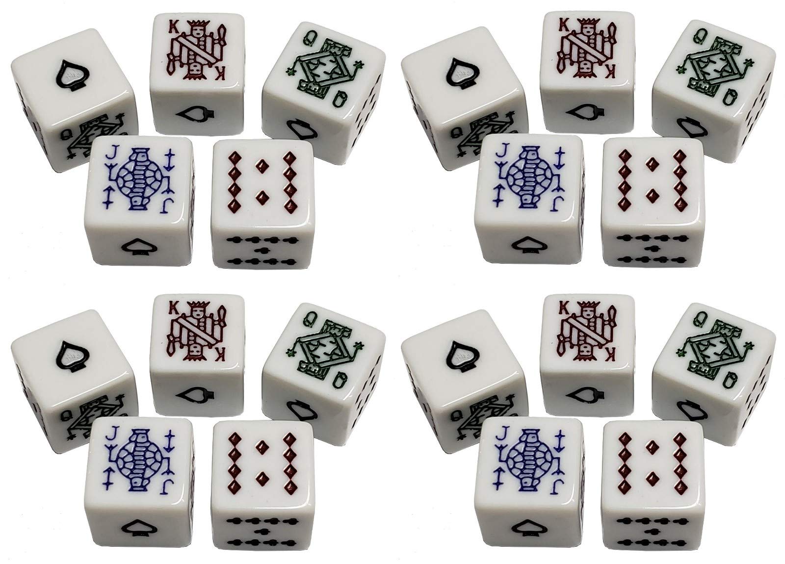 Cyber-Deals Poker Dice (White) with Storage Pouch (Set of 20 Dice)