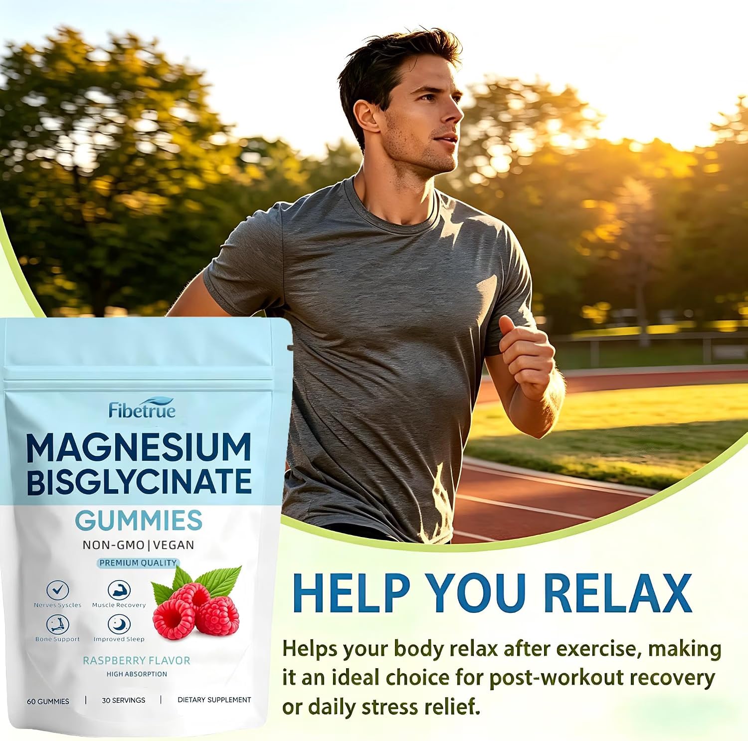 Magnesium Glycinate Gummies 400mg – High Absorption Chelated Magnesium for Sleep, Muscle & Nerve Support – Vegan Raspberry Flavor, 60 Gummies — Amazon image 6