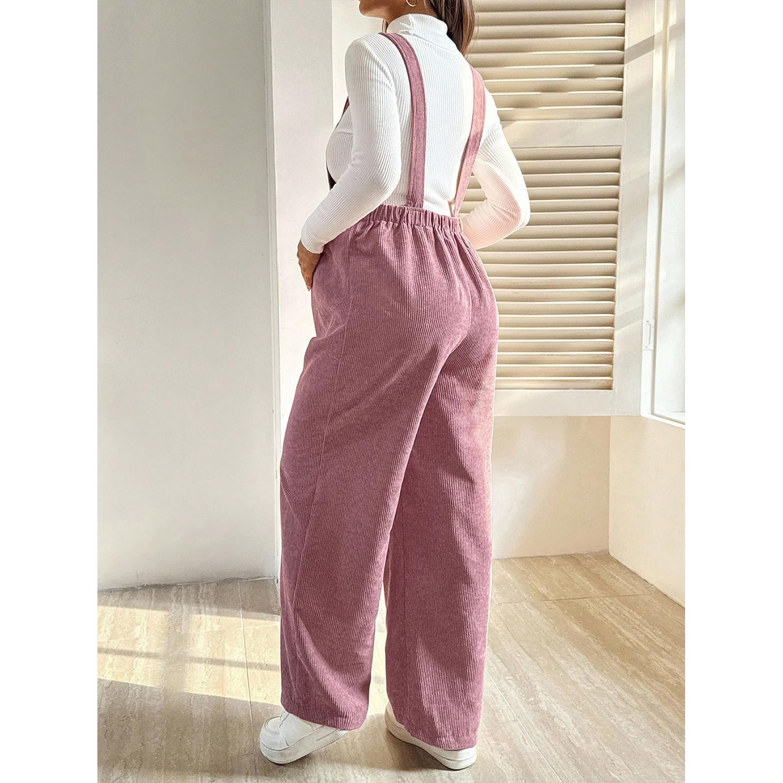 Tuta premaman alla moda in velluto a coste pantaloni elastici in vita per comodi abiti da gravidanza in salopette premaman in velluto a coste per la stagione fredda