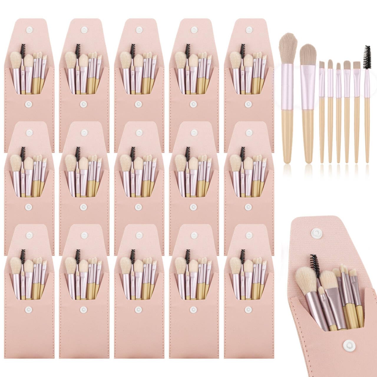 Juego de 15 brochas de maquillaje tamaño viaje, mini brochas de maquillaje facial, bolsa para maquillaje, recuerdos de fiesta, boda, despedida de soltera, regalo de dama de honor, regalo de despedida