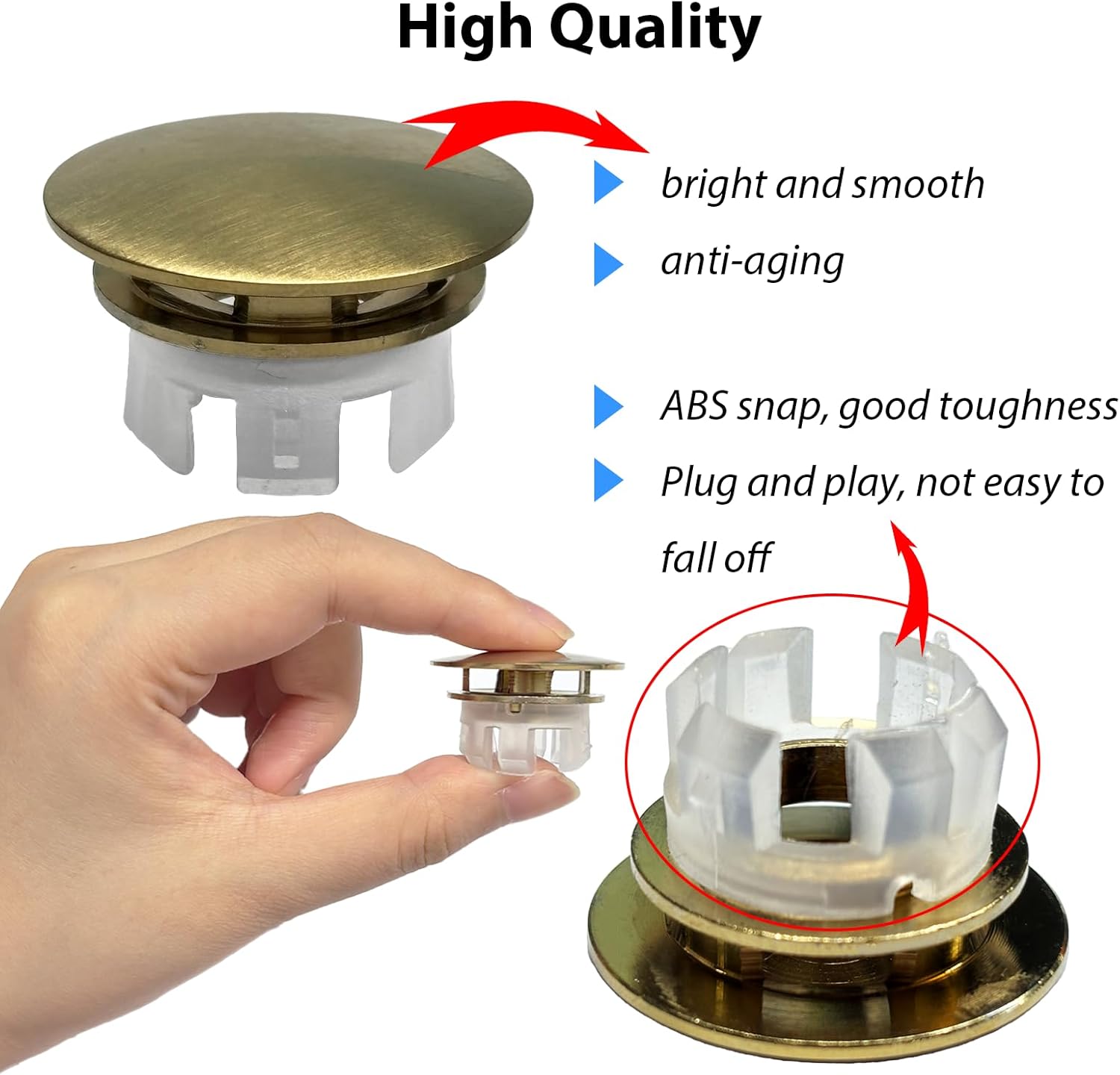 2 Pcs Sink Overflow Covers,2-Layer Sink Copper Over Flow Rings,Bathroom Basin Insert in Hole Round Caps Replacement Dual Layer Overflow Cover Rings for Sink,Bathroom,Kitchen(Gold)