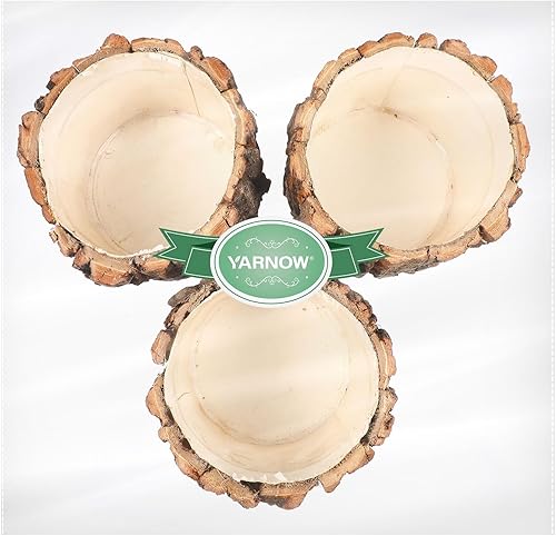 Miniatura 4 de YARNOW 3 macetas de madera para corteza, maceta rústica, florero, soporte para arreglos florales para decoración del hogar en interiores y
