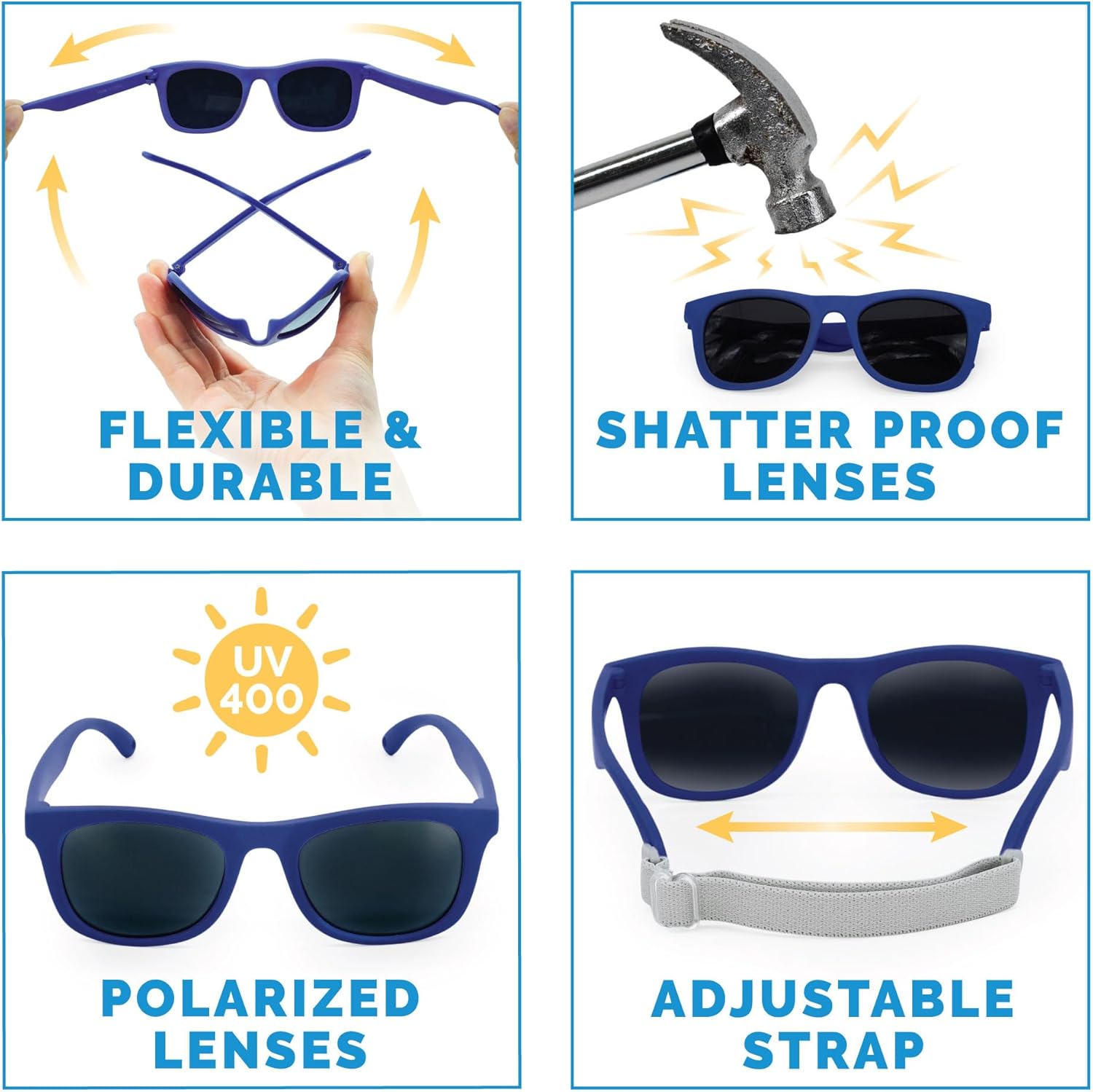 JAN & JUL Baby Toddler Kids’ Flexible UV-400 Polarized Sun-glasses with Strap for Girls Boys