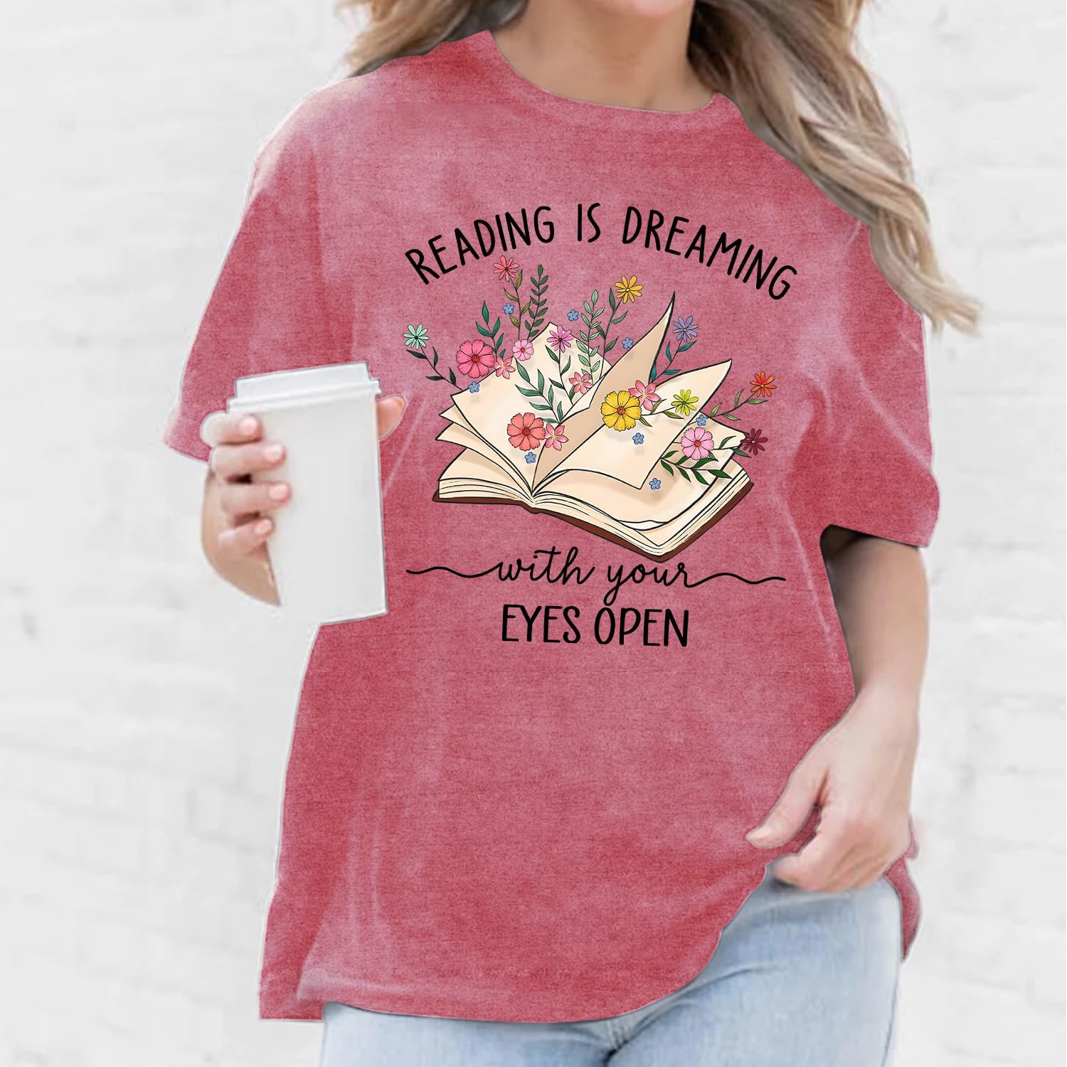 Womens Reading Shirts Book Lover Bookworms T-Shirt Book Heart Tops - Image 4