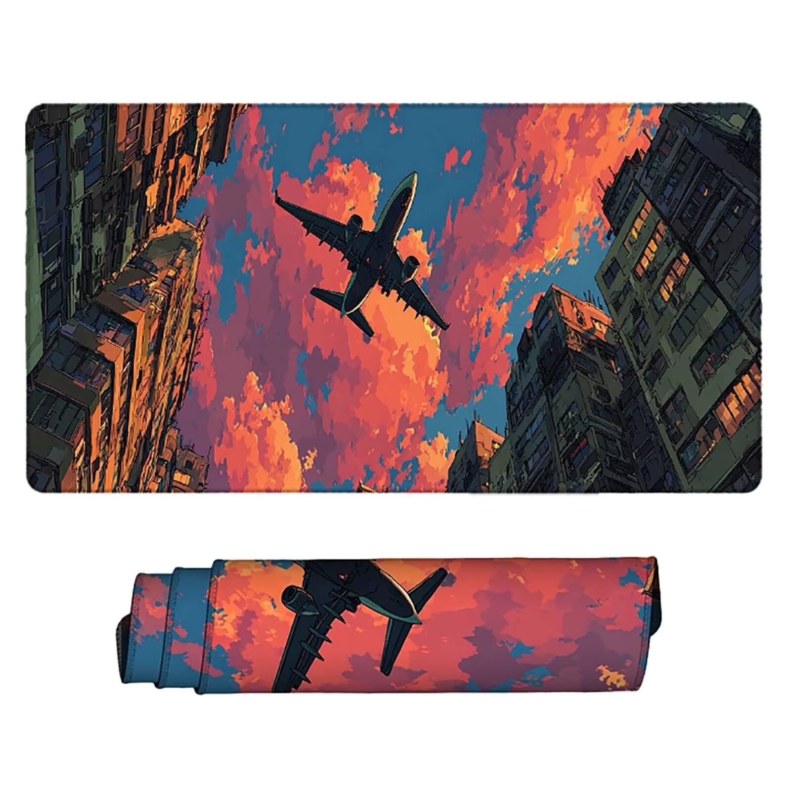 Tappetino Mouse XXL 1000x500mm Rosa Mousepad Aereo Tappetino Scrivania Grande, con base in Gomma Antiscivolo, Impermeabile Sottomano Scrivania per Computer, Ufficio, Accessori Gaming Mouse Pad 5-1906k