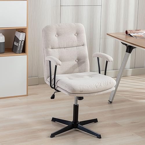 Okeysen Silla moderna de escritorio de oficina, silla de tocador con reposabrazos acolchados extraíbles para el hogar, silla giratoria ergonómica