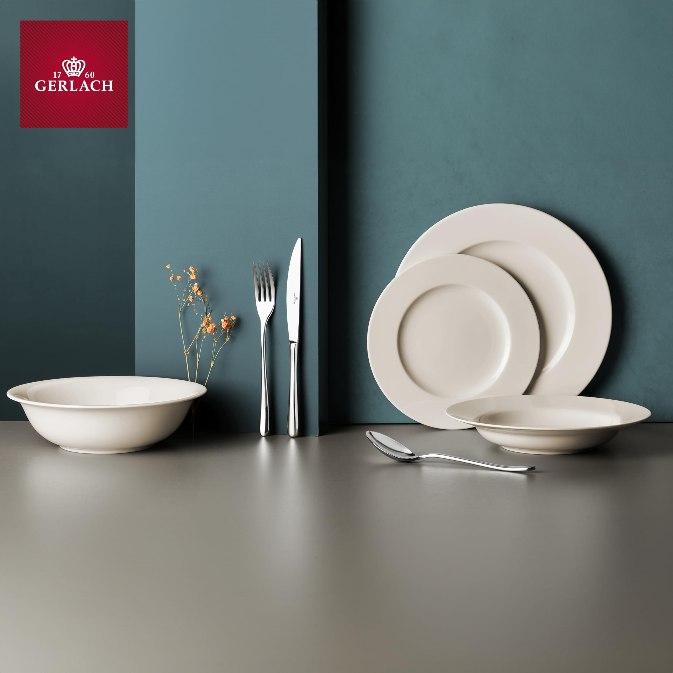 Gerlach Muza Zestaw Talerzy Obiadowych Dla 6 Osób Komplet Porcelanowych Talerzy 18 Elementów Serwis Obiadowy Talerze z Porcelany W Kolorze Kości Słoniowej