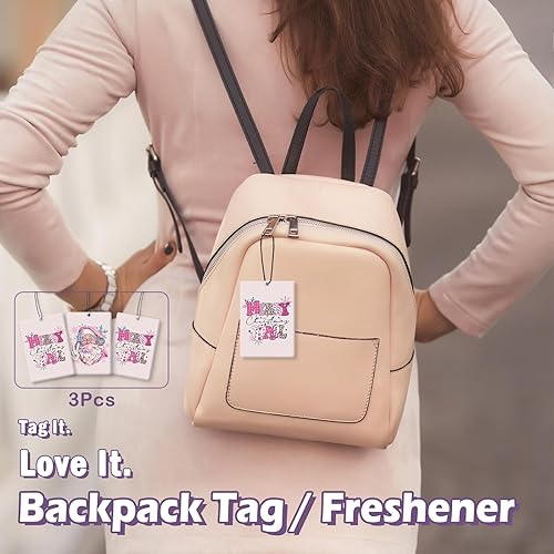 Miniatura 8 de Ambientador de coche Pink Merry Christmas Y'all Santa, accesorios de 3 piezas, ambientadores colgantes de preppy para decoración para armario y