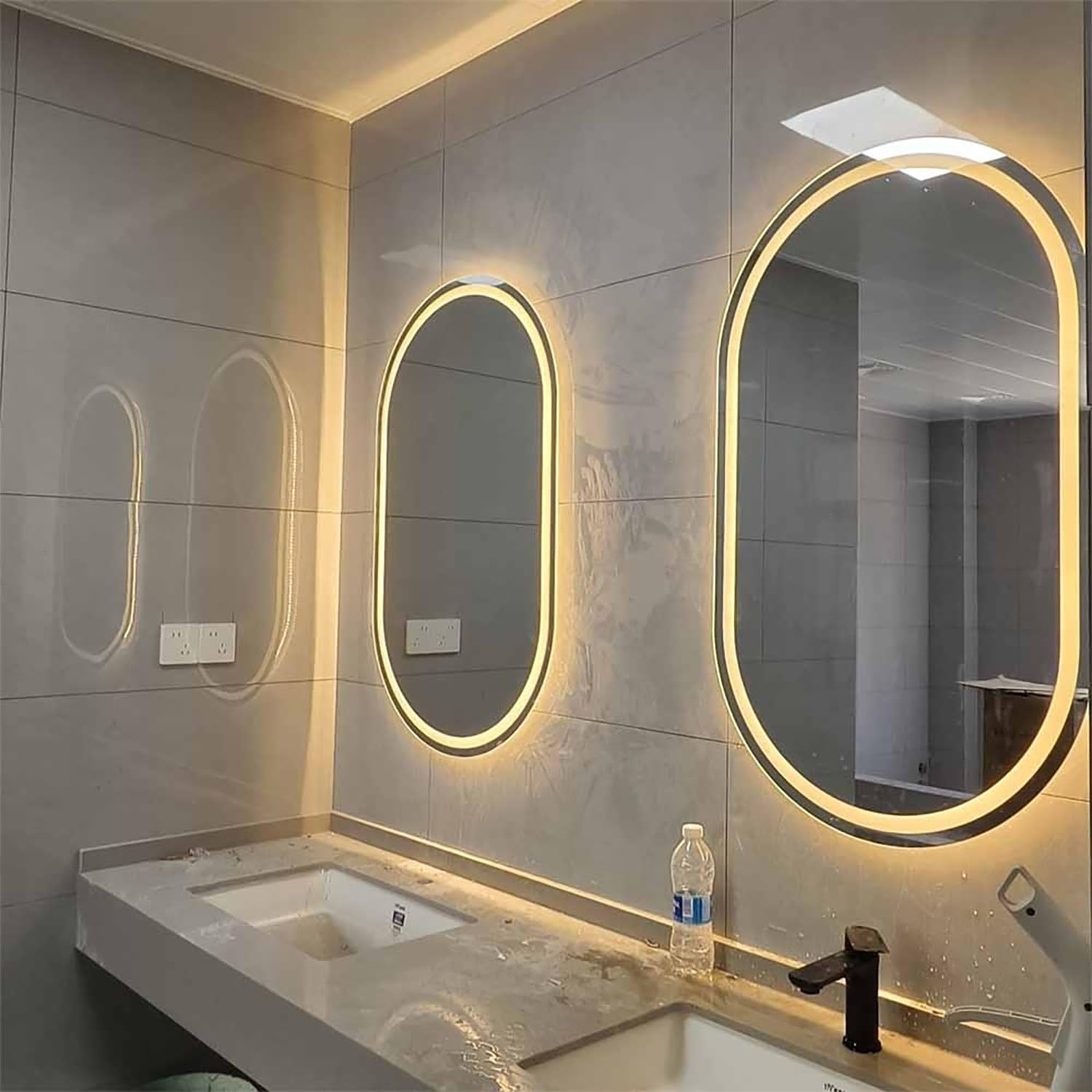 Espejo de pared Moderno ovalado de 91 cm con Luz regulable en 3 Colores, Espejo de baño LED sin Marco de 81 cm, antivaho para tocador, Control táctil, 120 x 70 cm (120 x 70 cm) (Un Solo Colo