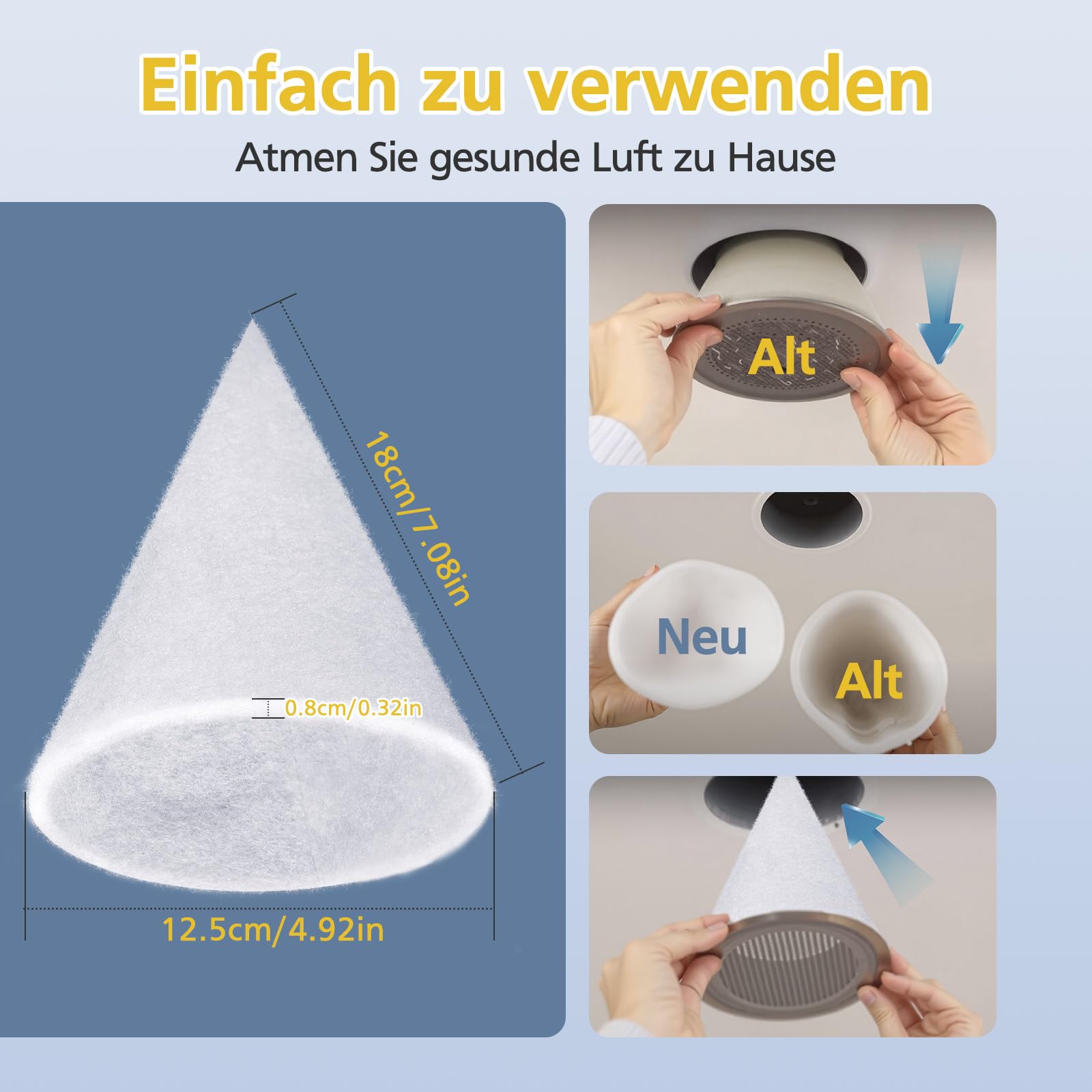 25 filtrów stożkowych DN 125,G4, mata filtrująca, zamiennik do systemu wentylacji Zehnder, Maico, Pluggit, Helios Disc Valves, filtr zamienny do instalacji wentylacyjnej o średnicy 125 mm, długość 180