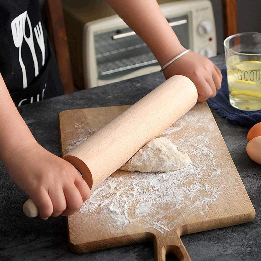 Nudelholz – klassisches Holz – professionelle Teigroller – von Bäckern & Köchen für Nudeln, Keksteig, Gebäck, Pizza, Fondant, Chapati (Größe: L)