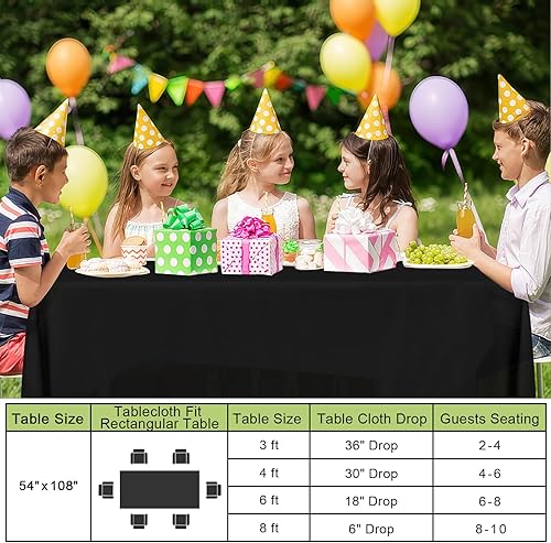 Miniatura 6 de Smiry Mantel desechable Paquete de 6 manteles rectangulares impermeables de 54 x 108 pulgadas para fiestas, mantel decorativo de plástico, a prueba